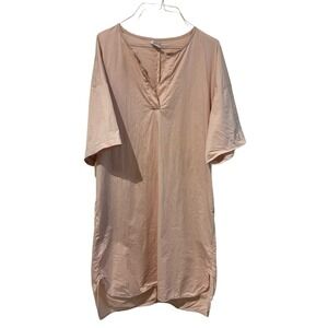 Peserico Pink Cotton Blend V-Neck Tunic Dress Italy Size 42 Minimalist